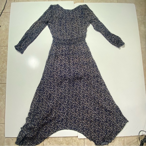 Hayden Los Angels Blue Floral Fairy Cottage Core Front Slit Long Sleeve Dress S - Picture 3 of 11